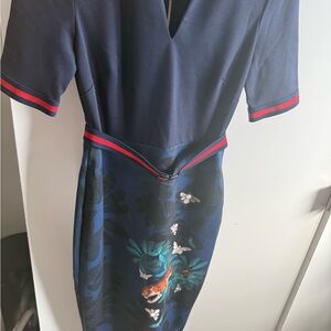 Ted Baker Navy Dress with Floral Design